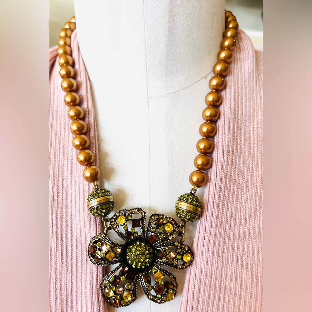 Heidi Daus Gold Premier Attraction Anemone magnetic necklace with enhancer EUC